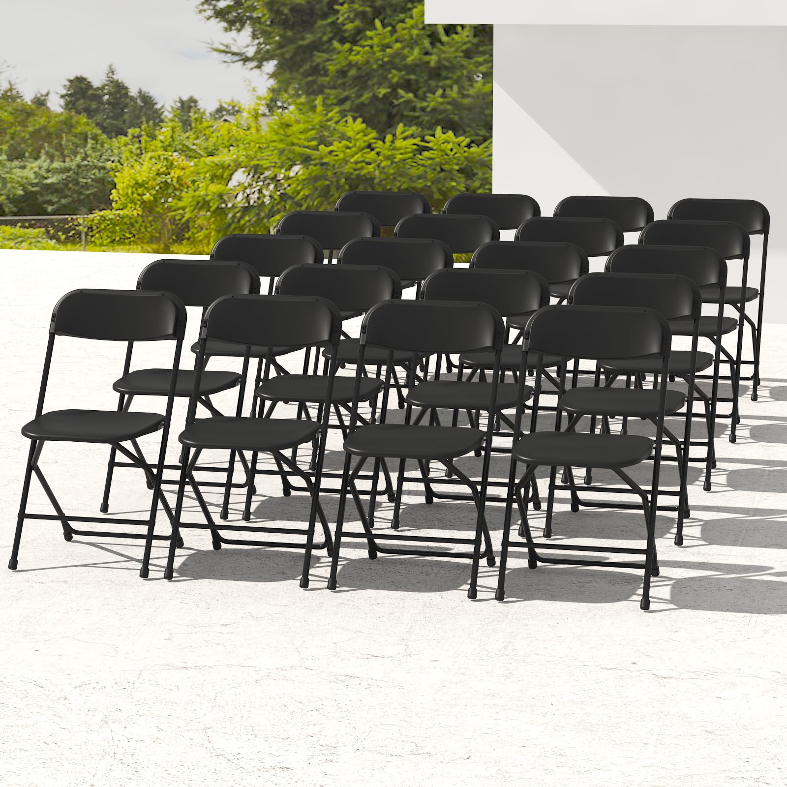 Iwdoo 20 Pack Black Folding Chairs, Plastic Folding Chairs Outdoor Indoor, 350Lb Capacity,Portable Event Chair, Lightweight Fold